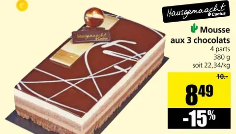 Mousse with 3 chocolates