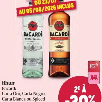 Bacardi Carta Oro, Carta Negro, Carta Blanca or Spiced
