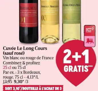 Cuvée Le Long Cours (rosé excluded) White or red wine from France