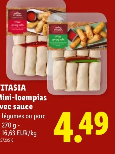 Mini spring rolls with sauce (vegetables or pork)