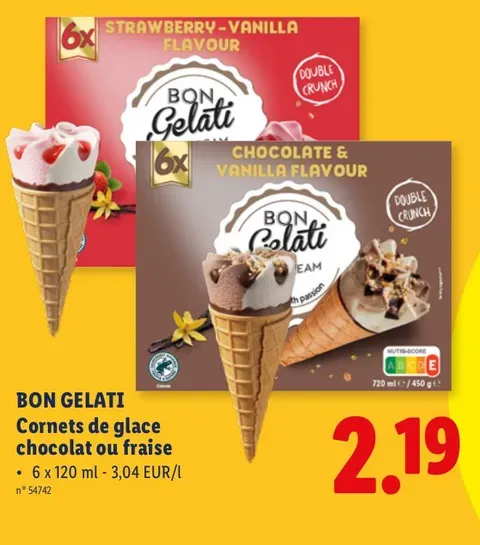 Ice cream cones chocolate or strawberry