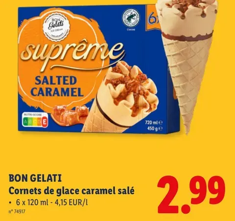 Salted caramel ice cream cones