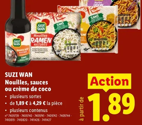 Noodles, Sauces or Coconut Cream